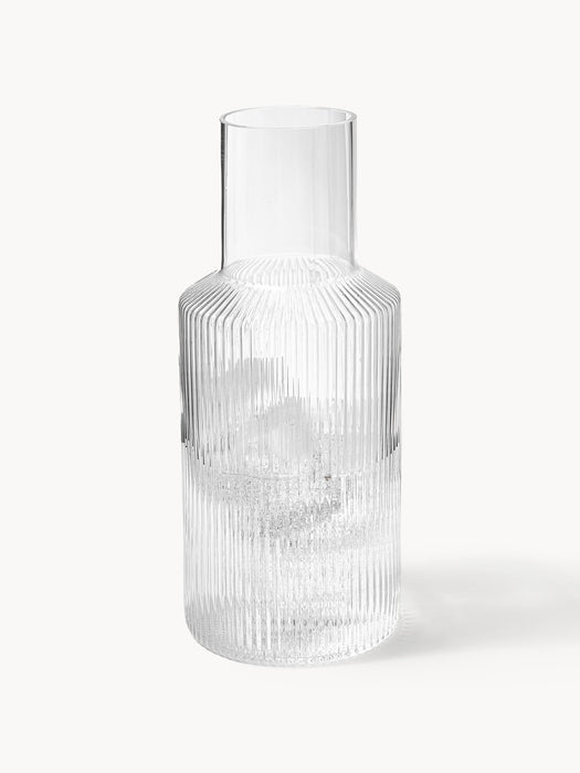 Small Mouth-Blown Carafe Ripple with Tumbler