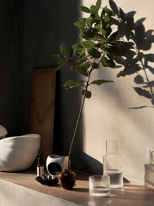 Small Mouth-Blown Carafe Ripple with Tumbler