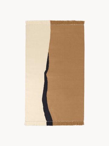 Soil Handwoven Wool Kilim Rug with Fringes