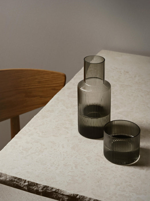 Small Mouth-Blown Carafe Ripple with Tumbler
