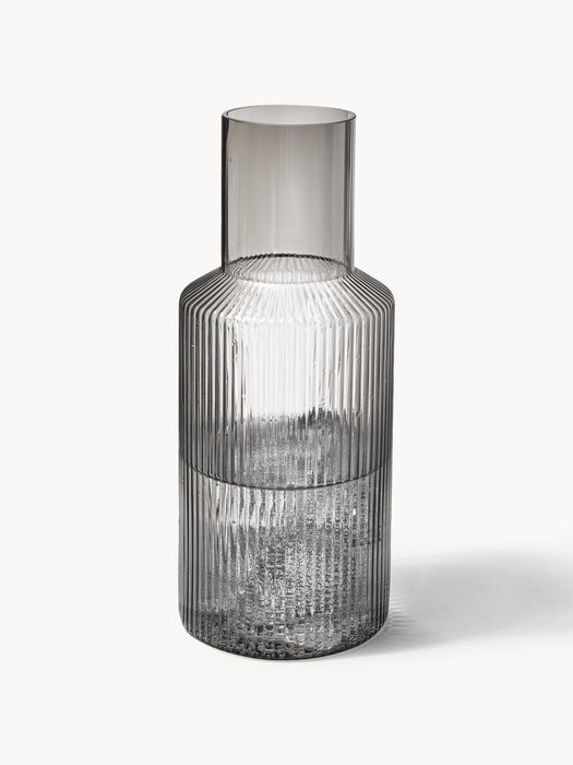 Small Mouth-Blown Carafe Ripple with Tumbler