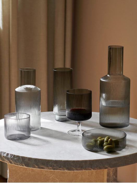 Small Mouth-Blown Carafe Ripple with Tumbler