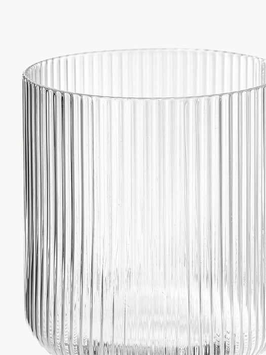 Mouth-Blown Wine Glasses Ripple with Embossed Pattern Set of 2