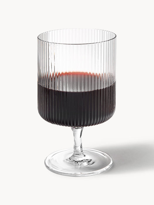 Mouth-Blown Wine Glasses Ripple with Embossed Pattern Set of 2