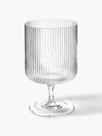 Ripple Mouth-Blown Wine Glasses with Embossed Pattern, Set of 2