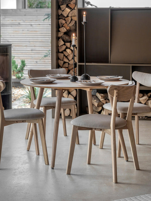 Round Oak Wood Dining Table Hatfield 110 cm