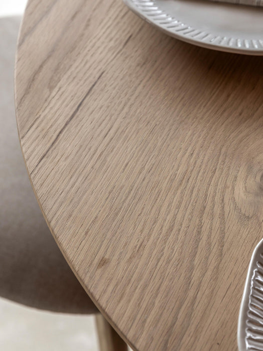 Round Oak Wood Dining Table Hatfield 110 cm
