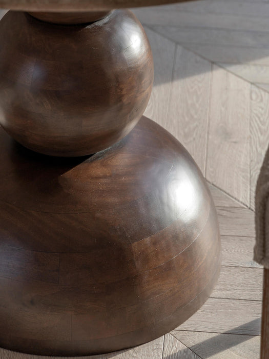 Round Dining Table Sculpt with Travertine Table Top 110 cm