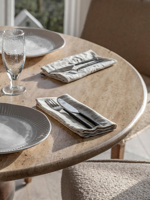 Round Dining Table Sculpt with Travertine Table Top 110 cm
