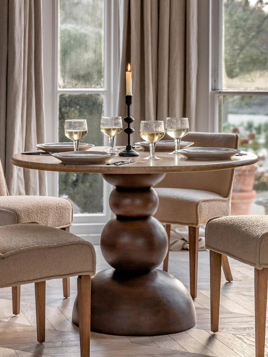 Round Dining Table Sculpt with Travertine Table Top 110 cm
