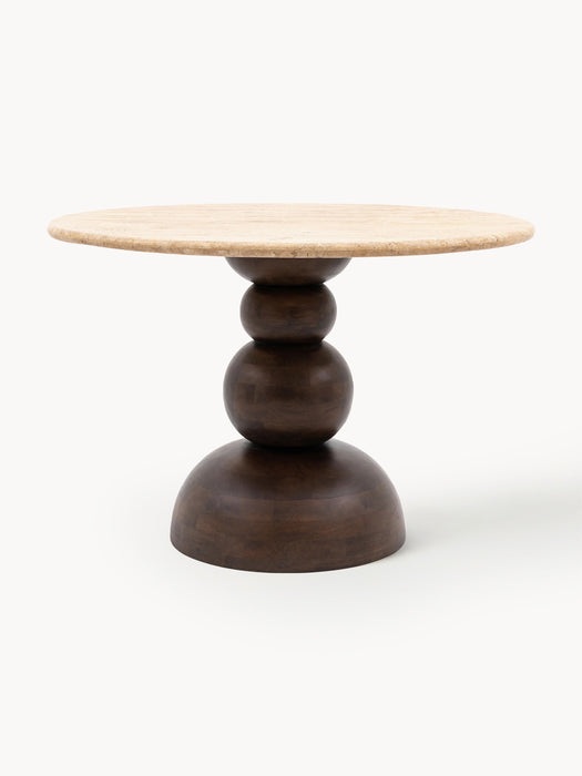 Round Dining Table Sculpt with Travertine Table Top 110 cm