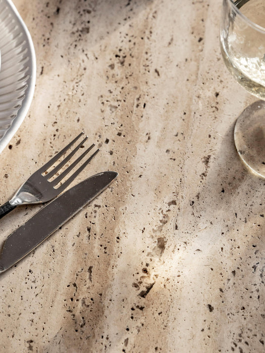 Round Dining Table Sculpt with Travertine Table Top 110 cm