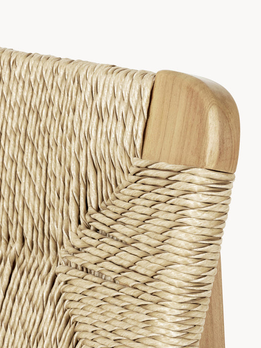 Teak Wood Garden Dining Chair C-Chair with Woven Seat and Backrest