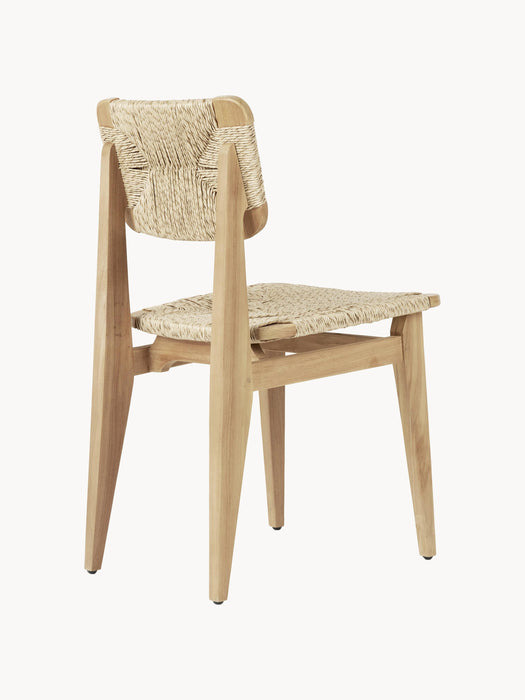 Teak Wood Garden Dining Chair C-Chair with Woven Seat and Backrest