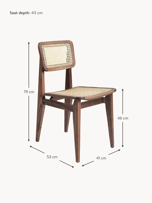 Walnut Wood Dining Chair C-Chair with Viennese Wickerwork