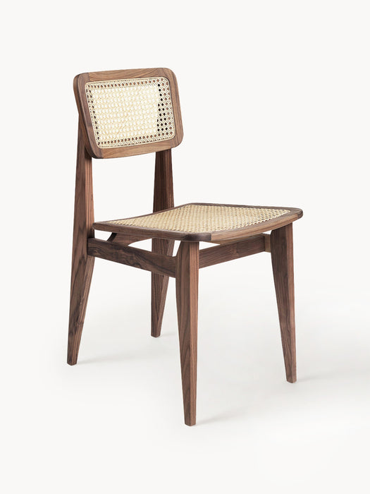 Walnut Wood Dining Chair C-Chair with Viennese Wickerwork