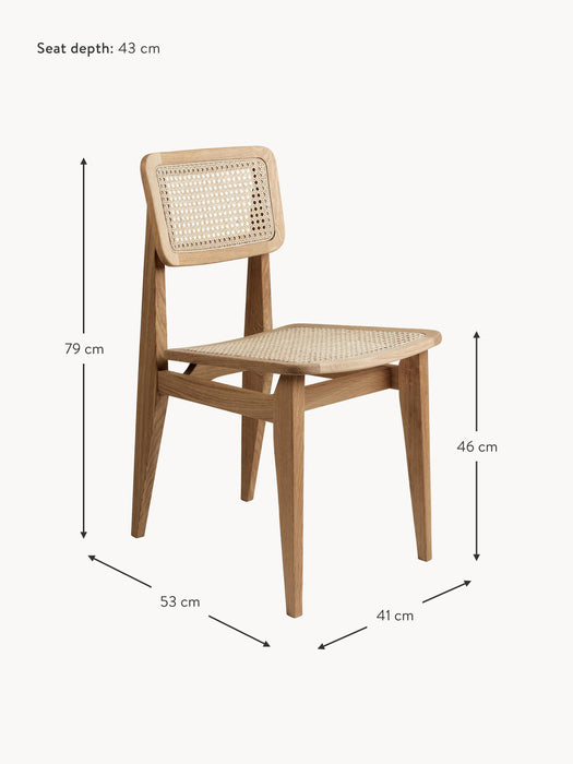 Oak Wood Dining Chair C-Chair with Viennese Wickerwork