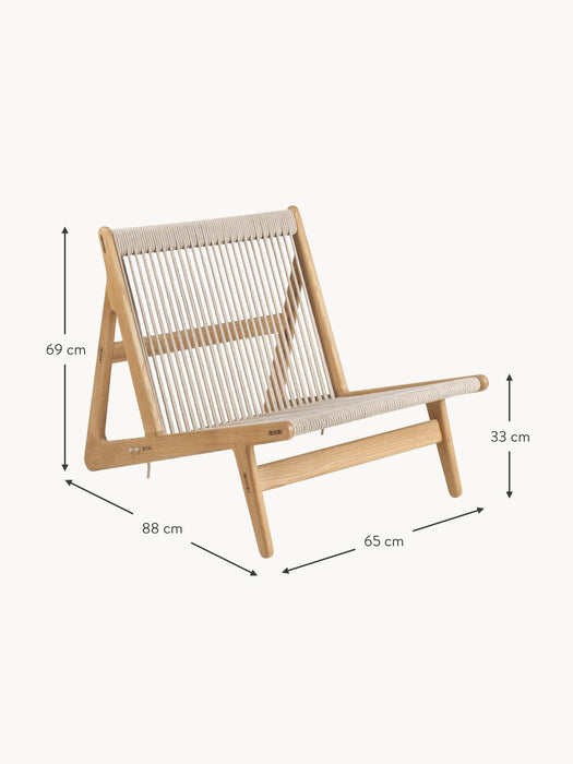 Handmade Oak Wood Lounge Chair MR01 Initial with Seat Cushion