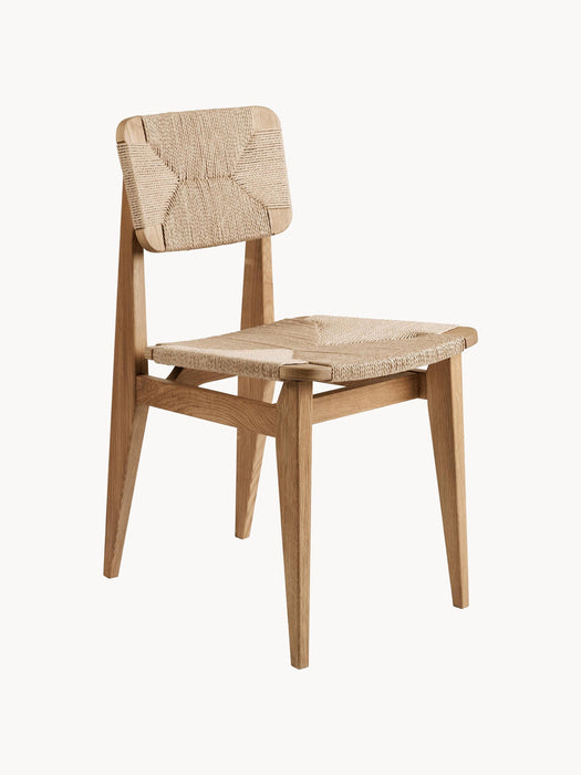 Oak Wood Dining Chair C-Chair with Woven Seat Surface