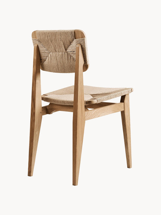 Oak Wood Dining Chair C-Chair with Woven Seat Surface