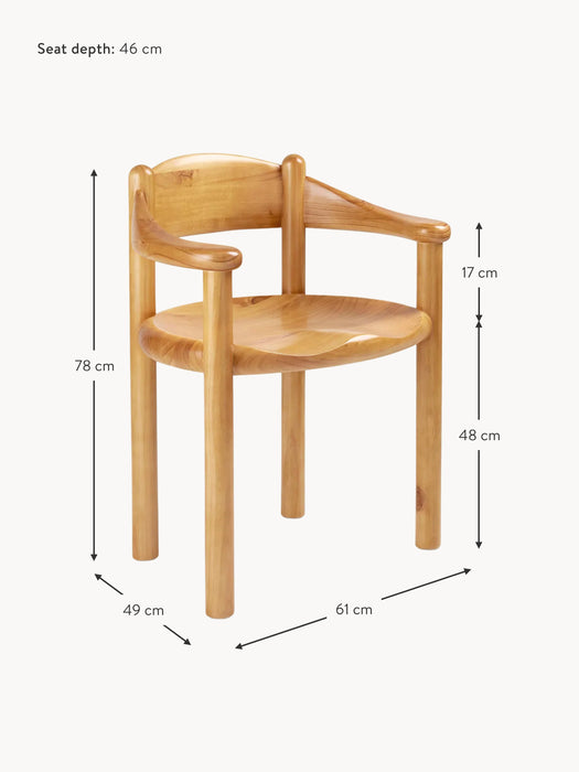 Pine Wood Dining Chair Daumiller with Armrests