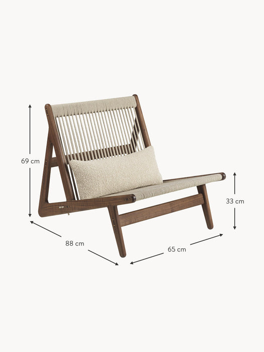 Handmade Walnut Wood Lounge Chair MR01 Initial with Seat Cushion