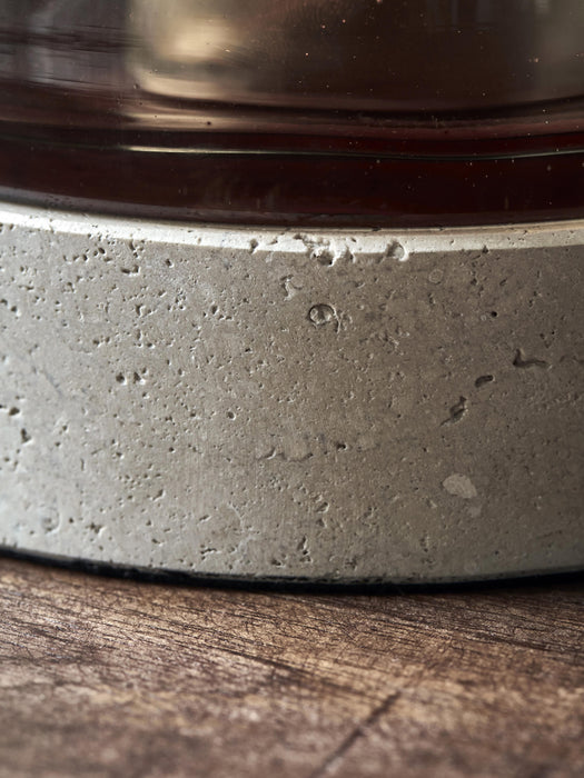 Mouth-Blown Glass Candle Holder Rivo with Travertine Base