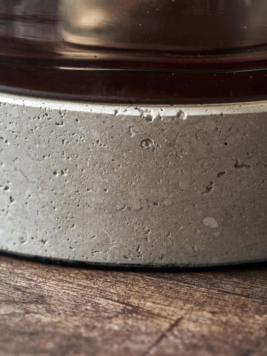 Mouth-Blown Glass Candle Holder Rivo with Travertine Base