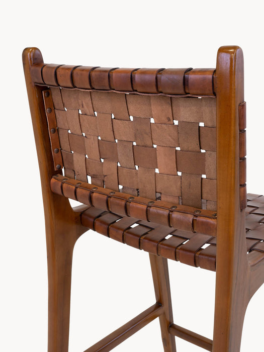 Teak Wood Counter Chair Perugia with Braided Seat Surface