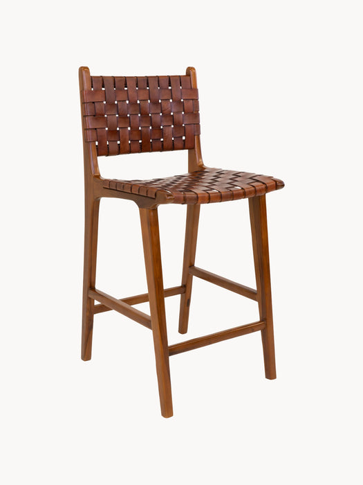 Teak Wood Counter Chair Perugia with Braided Seat Surface