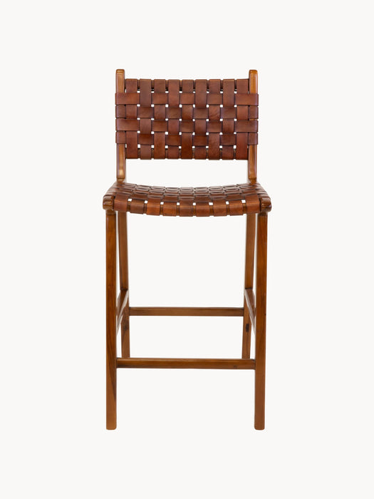 Teak Wood Counter Chair Perugia with Braided Seat Surface