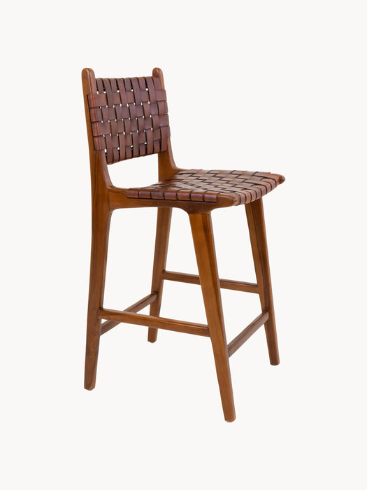 Teak Wood Counter Chair Perugia with Braided Seat Surface