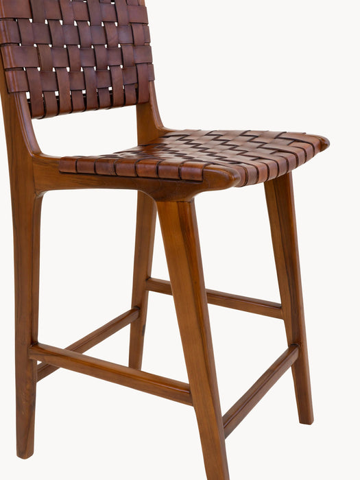 Teak Wood Counter Chair Perugia with Braided Seat Surface