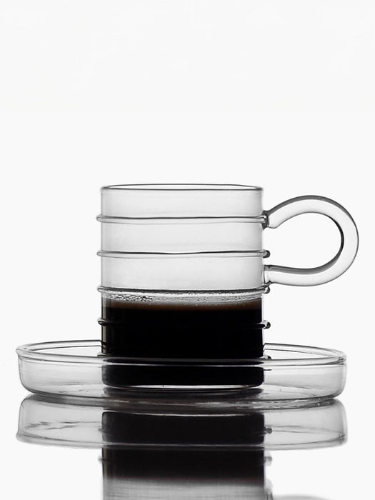 Deco' Clear Handmade Borosilicate Espresso Cups, Set of 6