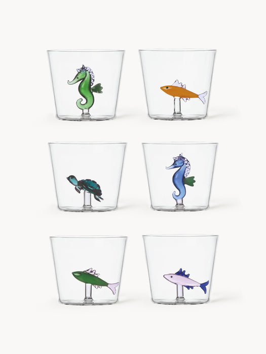 Handmade Borosilicate Tumblers Marine Garden Set of 6