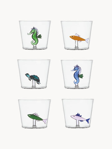 Marine Garden Handmade Borosilicate Tumblers, Set of 6