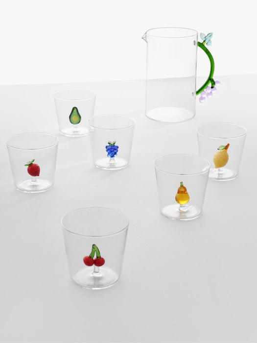Fruits & Flowers Handmade Borosilicate Tumblers, Set of 6