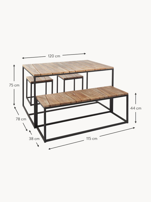 Robinia Wood Garden Lounge Set Alois Set of 4