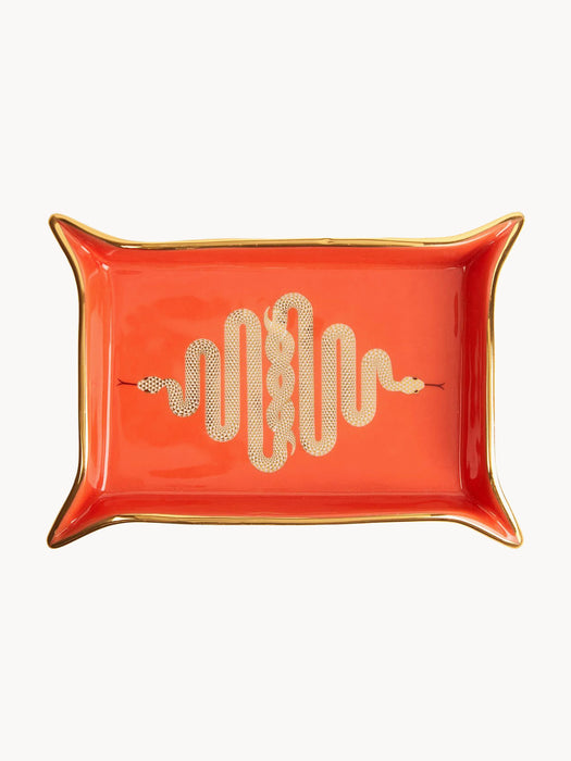 Decorative Porcelain Tray Snake with Gold
