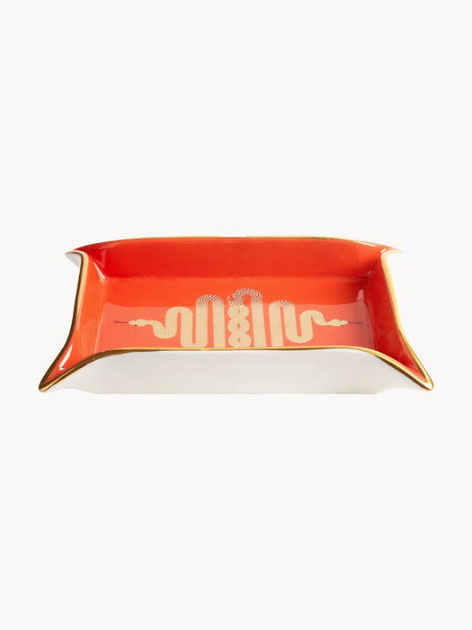 Decorative Porcelain Tray Snake with Gold