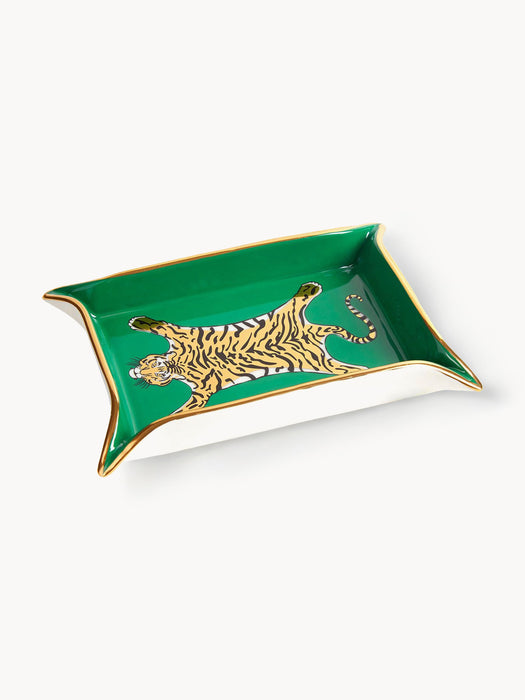 Decorative Porcelain Tray Tiger with Gold