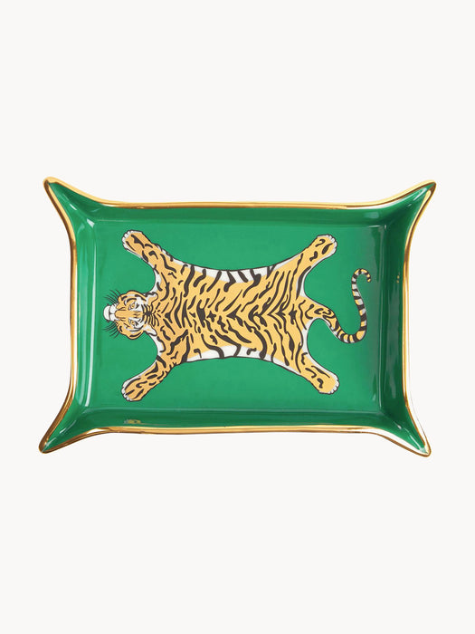 Decorative Porcelain Tray Tiger with Gold