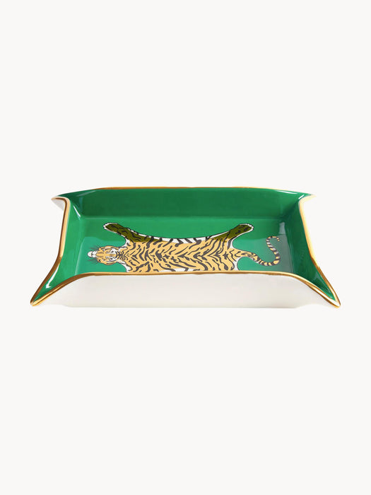 Decorative Porcelain Tray Tiger with Gold