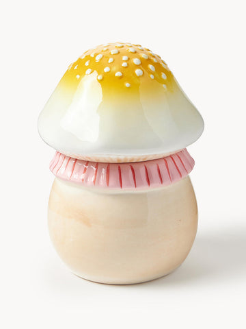 Hand Painted Dolomite Storage Jar Magic Mushroom