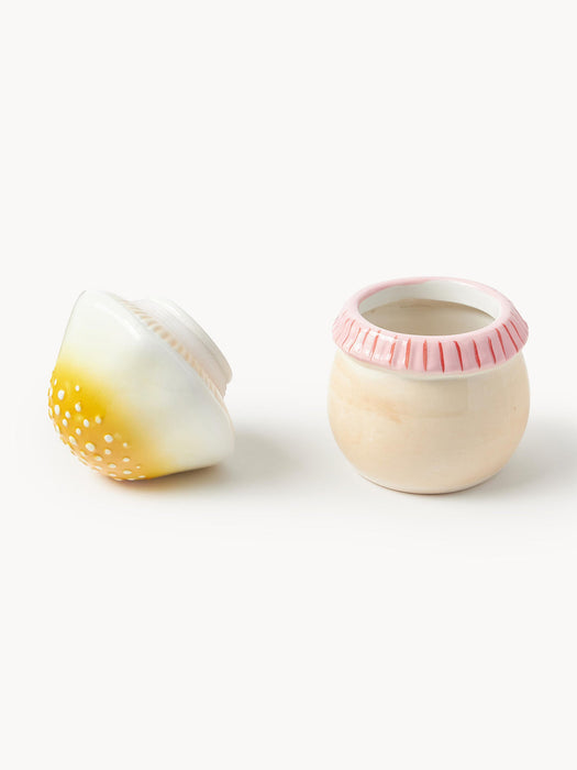 Hand Painted Dolomite Storage Jar Magic Mushroom