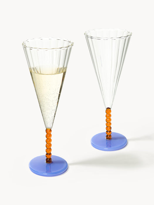 Handmade Champagne Glasses Perle Set of 2