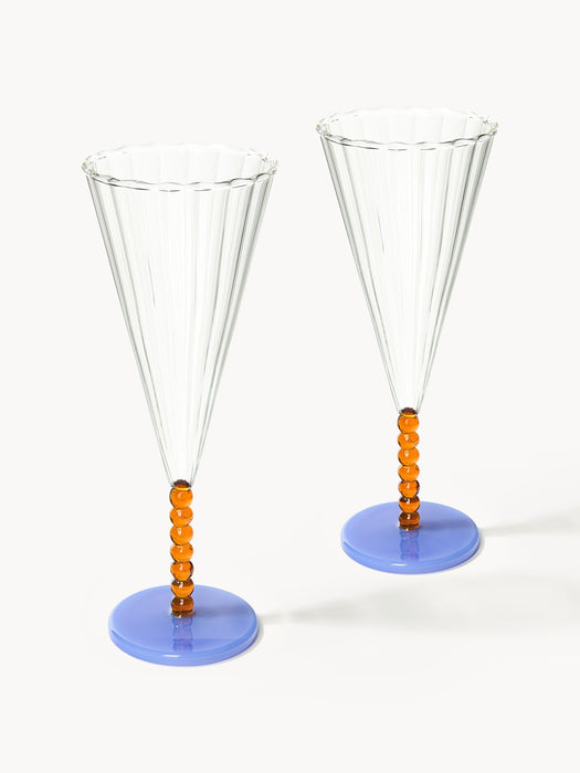 Handmade Champagne Glasses Perle Set of 2