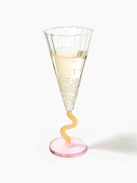 Handmade Champagne Glasses Curve Set of 2