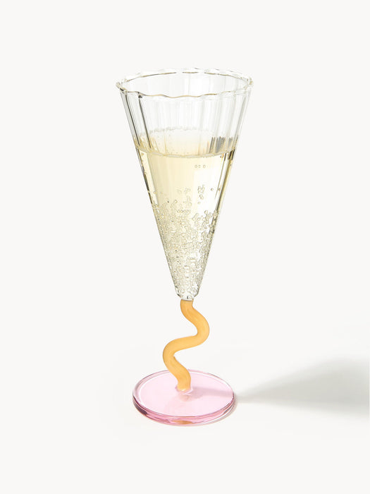 Handmade Champagne Glasses Curve, Set of 2