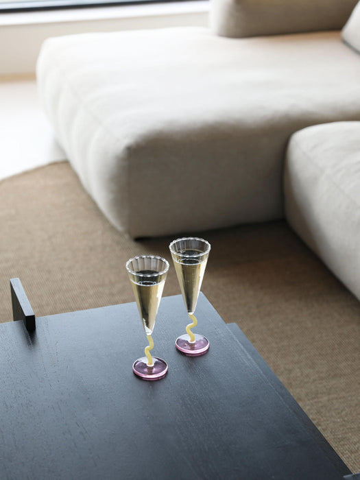 Handmade Champagne Glasses Curve, Set of 2